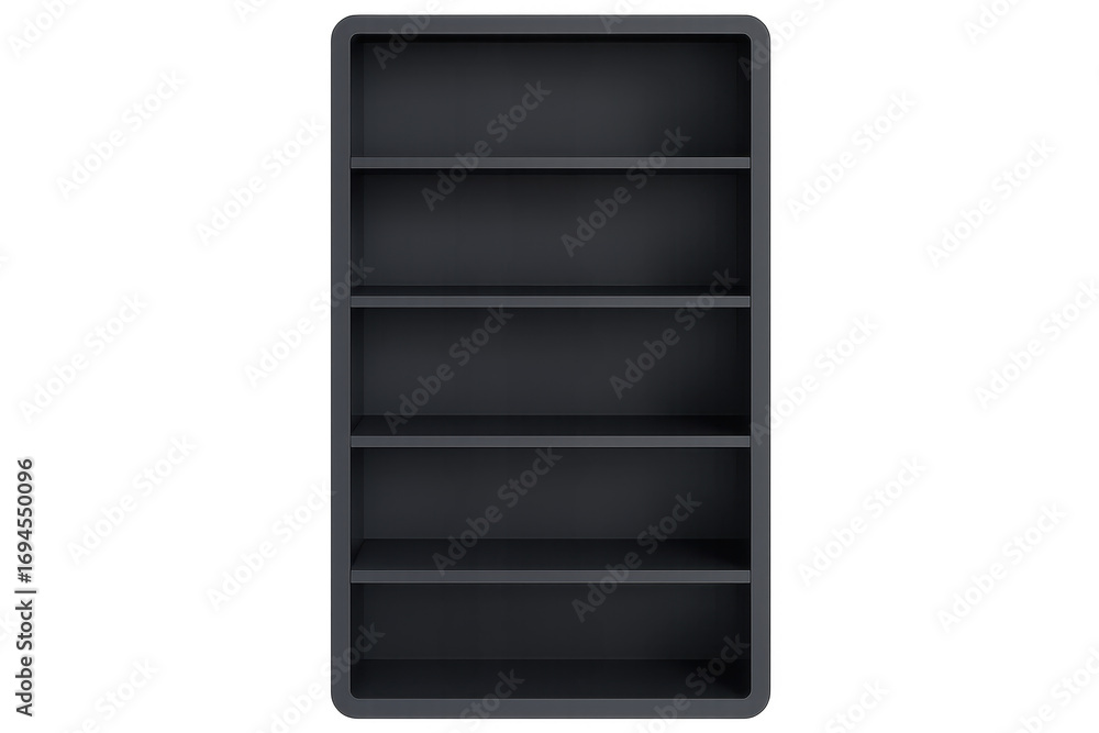 Poster elegant dark gray bookshelf isolated on transparent background, clean style