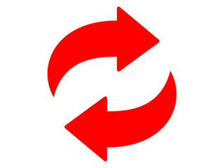 Red circular arrows refresh reload cycle repeat symbol icon graphic design element isolated on transparent background