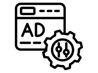 gear icon on metal internet button, ad campaign isolated on transparent background 