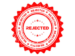 Red rejected seal stamp icon symbol official approval denied stamp graphic isolated on transparent background