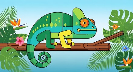 Chameleon on Tropical Branch.