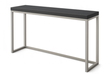 Elegant gray console table isolated on transparent backdrop for designers use