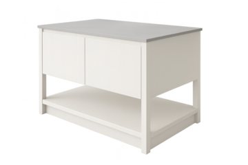 Modern cabinet with gray countertop isolated on transparent background, clean look