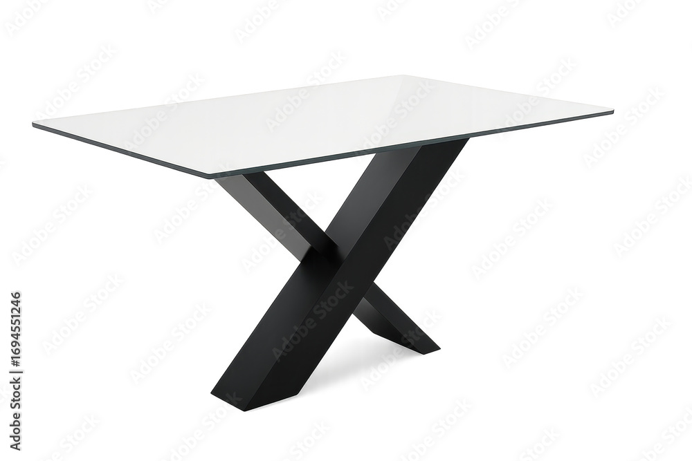 Poster modern dining table with white top isolated on transparent background view