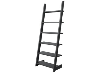 Elegant gray wooden ladder isolated on transparent background for design use