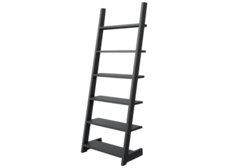 Elegant gray wooden ladder isolated on transparent background for design use