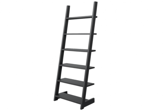 Elegant gray wooden ladder isolated on transparent background for design use