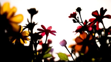 Colorful flowers silhouette