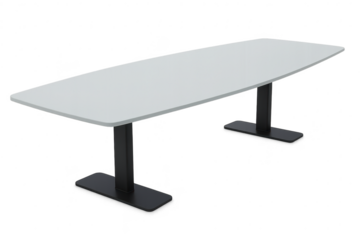 Modern rectangular office table isolated on transparent background, neutral tones