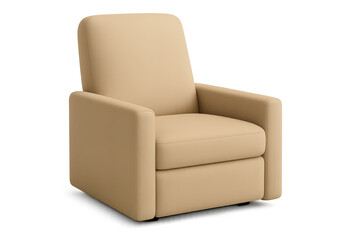 Fototapeta premium Modern beige armchair isolated on transparent background, comfortable furniture design