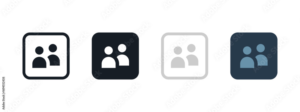Poster friends list icon. two user avatars in a rounded square vector illustration. contact list and social