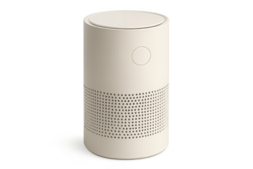 Modern smart speaker home assistant device isolated on transparent background