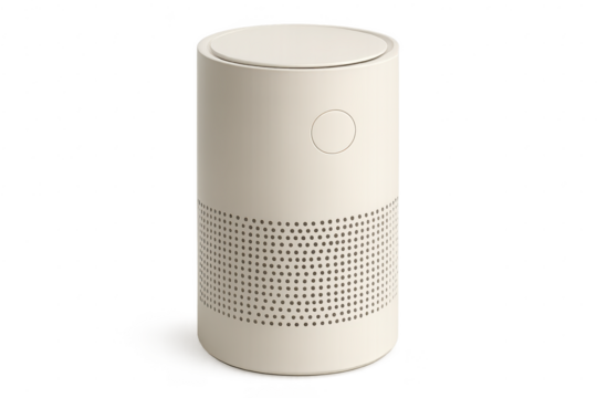 Modern smart speaker home assistant device isolated on transparent background