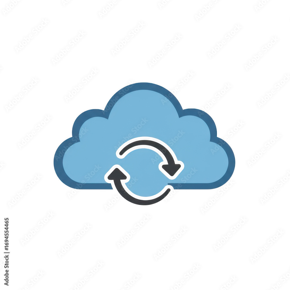 Poster cloud data synchronization icon isolated on transparent background