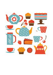 Colorful tea party set.ai