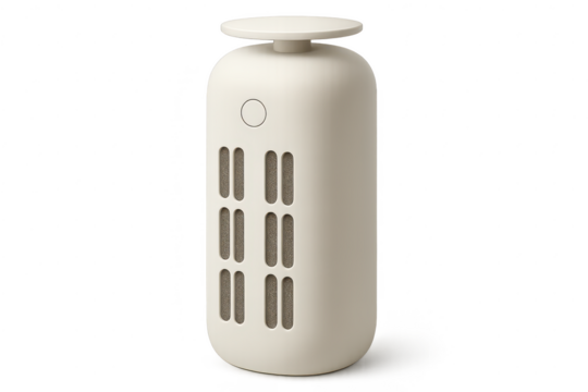 Modern beige smart home device isolated on a clean transparent background
