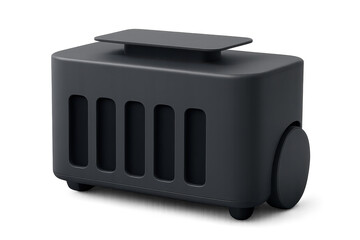 Fototapeta premium Dark gray robotic device isolated on transparent background, modern style