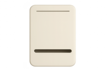 Minimalist cream slot box, wall-mounted, isolated on transparent background.