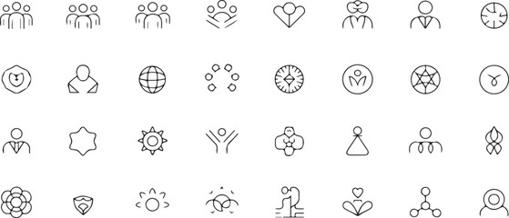 vector Business Core Values Line Icons – 40 Principles and Ethics Pictograms