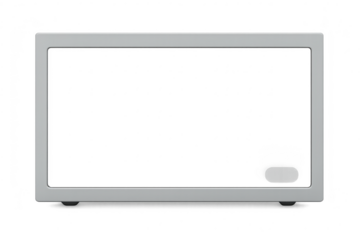 Silver-framed blank monitor or digital screen, cut-out on transparent background
