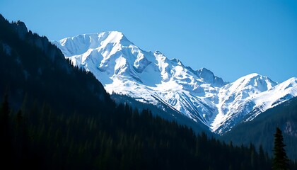Fototapeta premium Majestic Snow-Capped Mountain Peaks in a Vast and Breathtaking Landscape