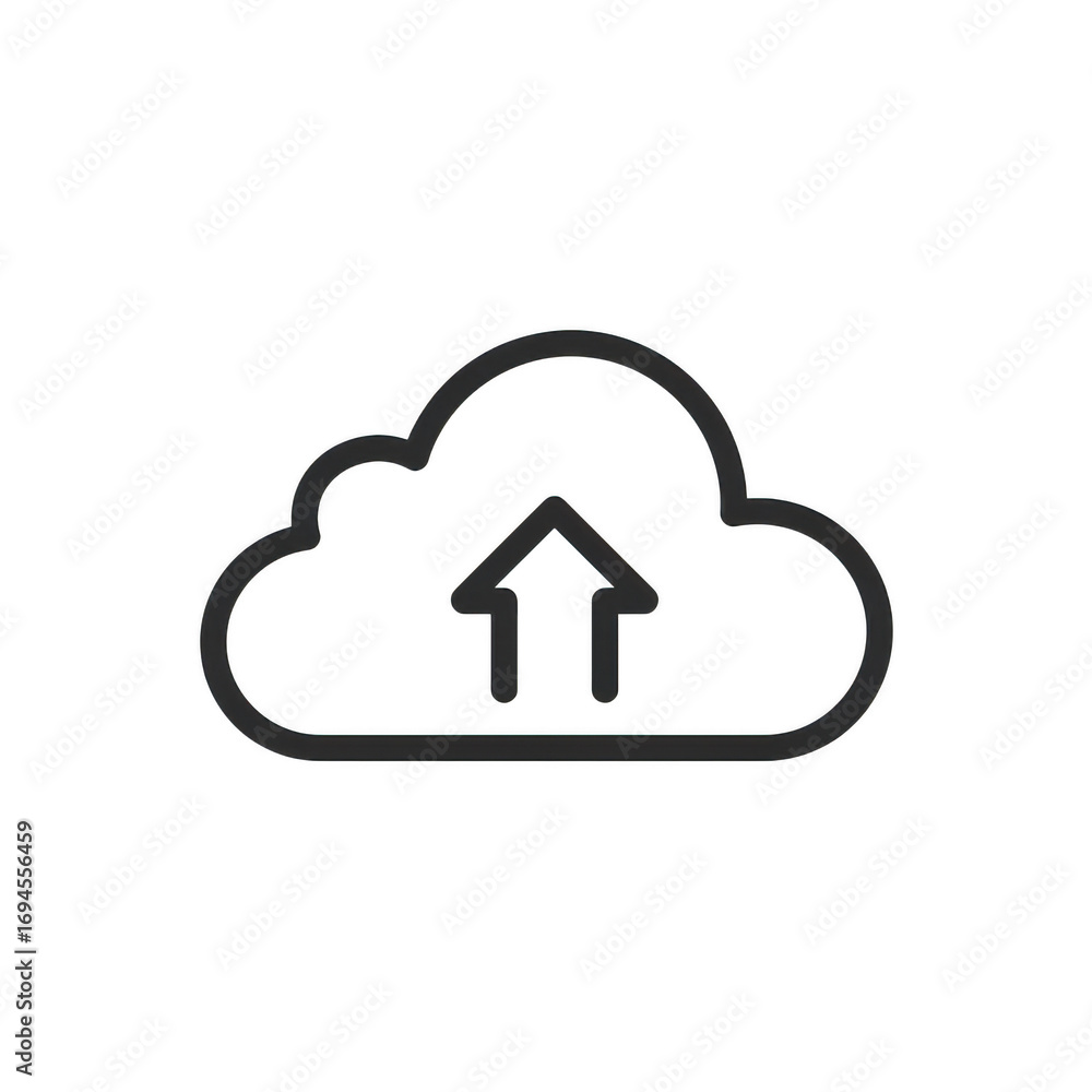 Poster cloud upload icon line art style isolated on transparent background