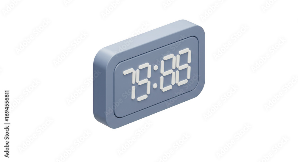 Poster isometric digital clock displaying 1728 isolated on transparent background