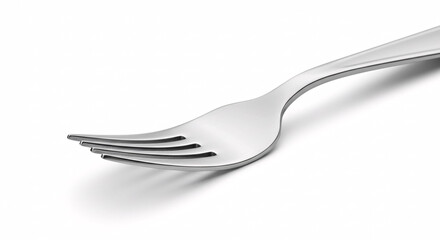 Close-up of a Silver Fork on White Background for Culinary Concepts and Restaurant Menus