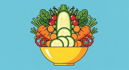 Fresh Veggie Bowl with Colorful Food.