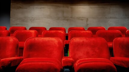 Fototapeta premium Empty red seats in a cinema waiting for viewers.