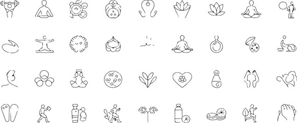 Wellness & Healthy Living Line Icon Collection – Fitness, Nutrition, Self-Care