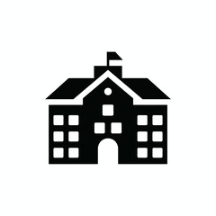 Black silhouette of a school building icon education