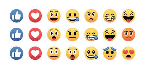 Collection of Social Media Reaction Emojis and Icons