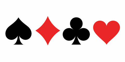 Four Playing Card Suits on White Background