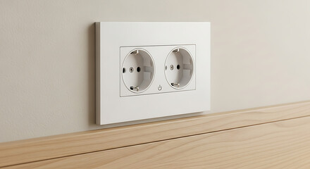 Modern Double Electrical Outlet on Light Wood Surface