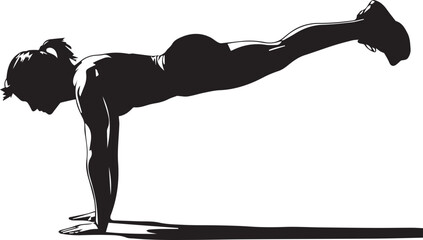Dynamic fitness silhouette of woman performing advanced core exercise and strength training