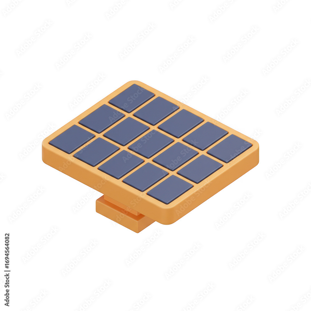 Poster isometric 3d model of a solar panel isolated on transparent background