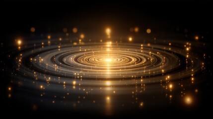 Fototapeta premium Golden Ripple Lights on Dark Background for Digital Art and UI Design