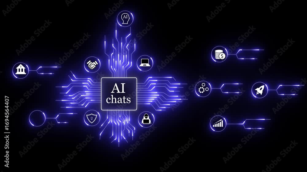 Aufkleber a i chatbot interface digital network communication technology artificial intelligence concept futur
