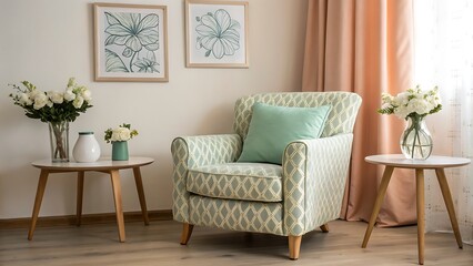 A comfortable and modern armchair in a cozy, tastefully decorated home environment.