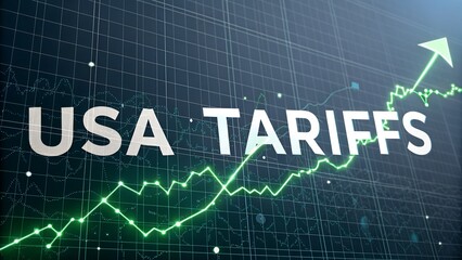 Tariff Surge &ndash; US Trade Measures and Economic Impact, Conceptual, Abstract, Business, Line Graph, Green Arrow