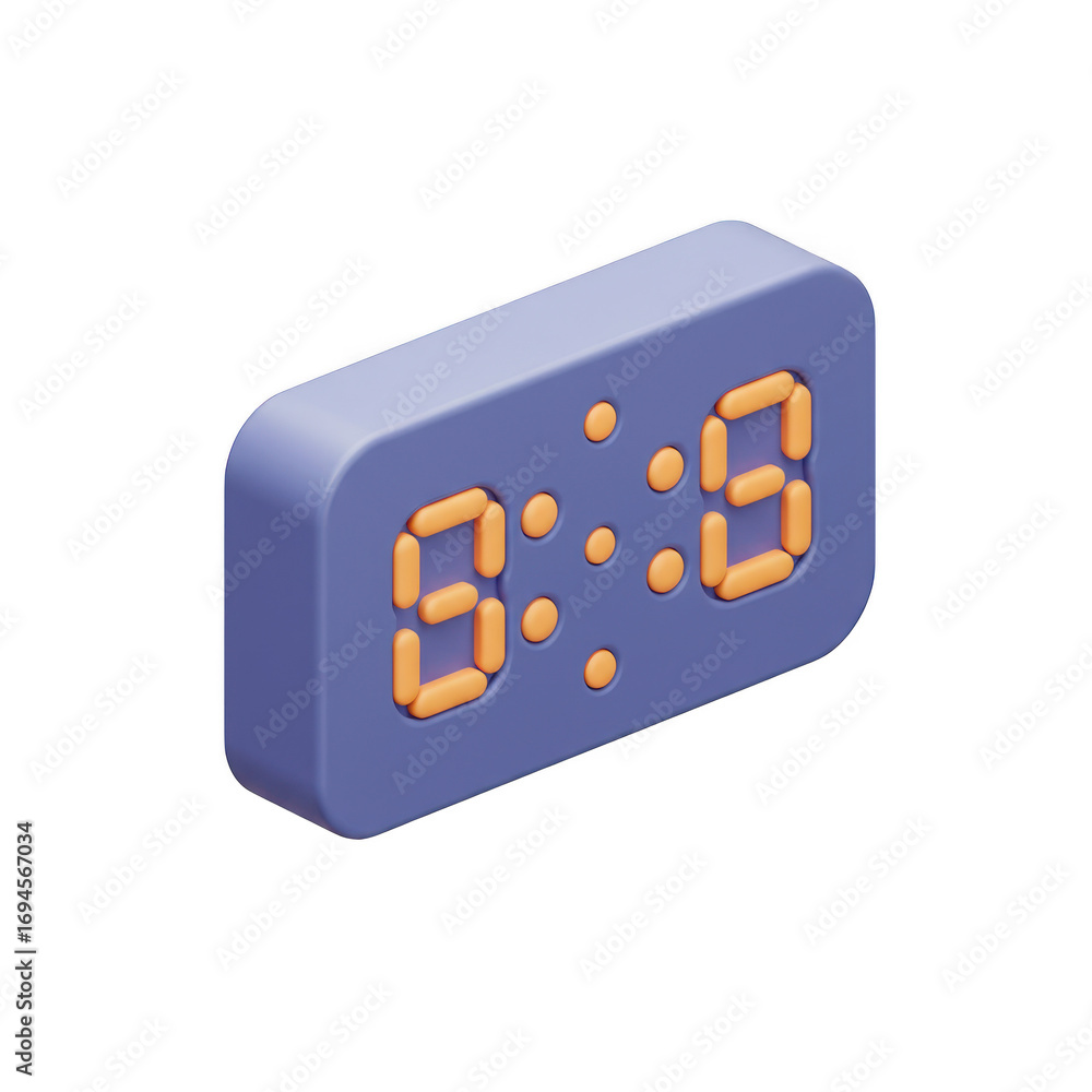 Poster 3d render of a purple digital clock showing 808 isolated on transparent background