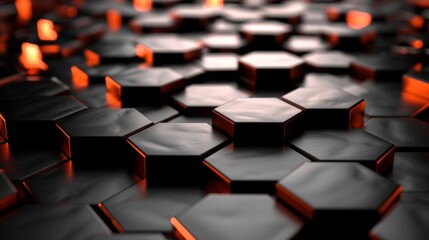 Fototapeta premium Elegant dark grey hexagonal geometric design enhanced by subtle ambient illumination