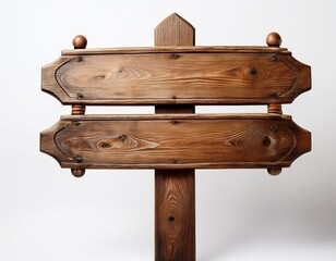 Fototapeta premium vintage wooden guidepost sign with empty space for direction and information against a white or white background