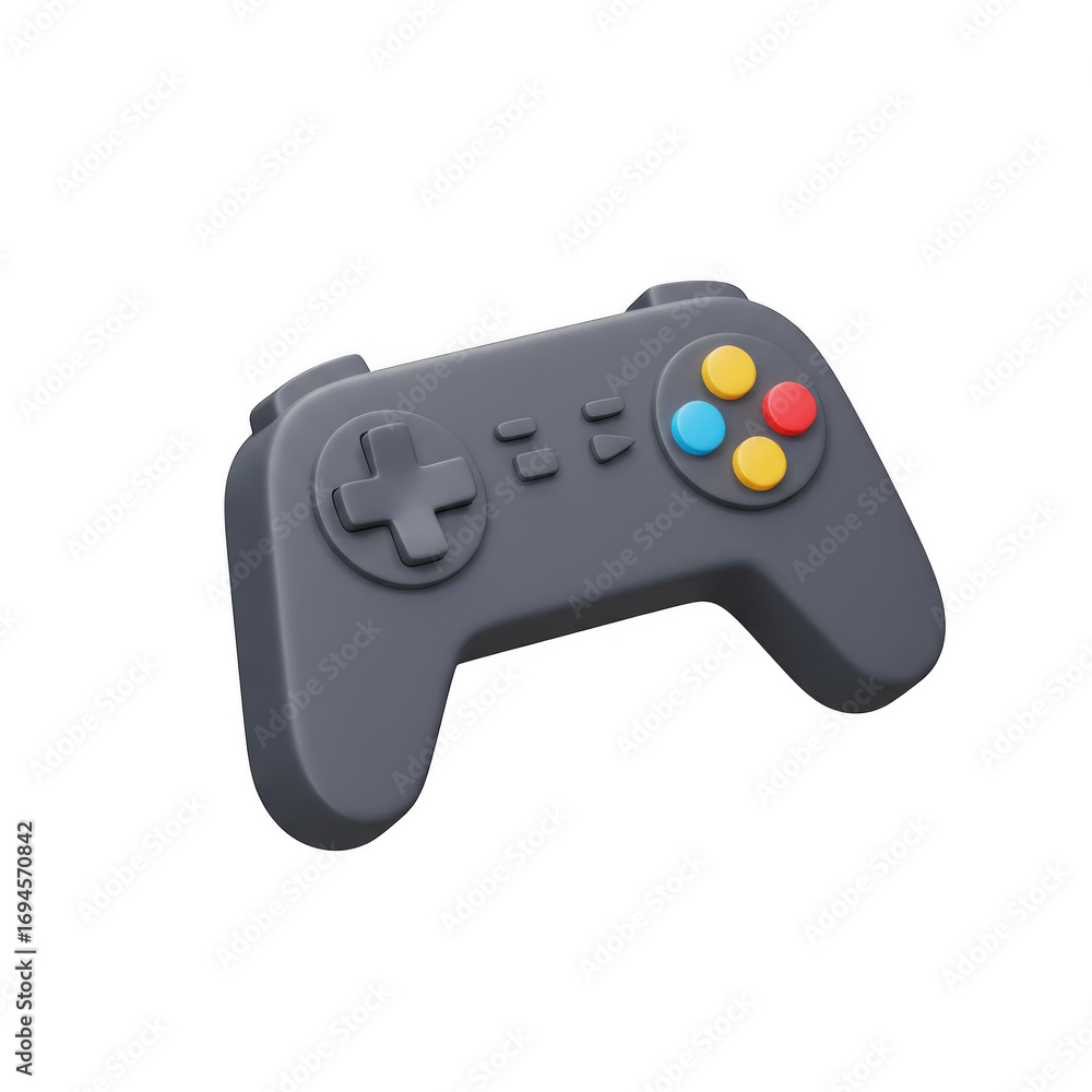 Poster 3d render of a gray gamepad controller isolated on transparent background