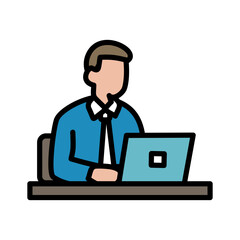 Businessman Working on Laptop Desk