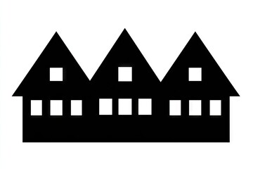 Silhouettes of three connected houses.