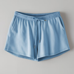 Blue Shorts Laid Flat With Drawstring