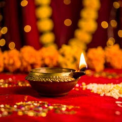 Diwali lamp, warm lights, festive