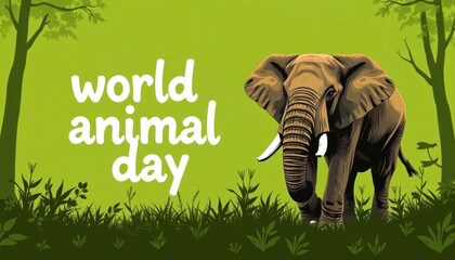 Celebrating World Animal Day with Elephant Illustration